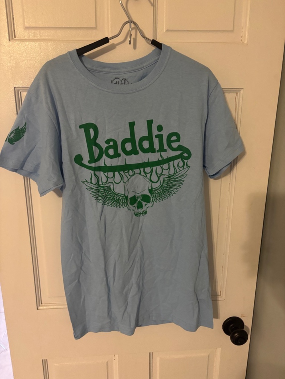 Graphic Tee - Light Blue with Green Print